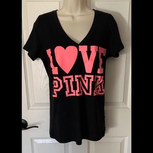 Victoria’s Secret Pink v neck tee black L